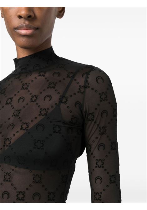 mesh highneck monogram top woman black MARINE SERRE | WTO388ACJER0005BK99